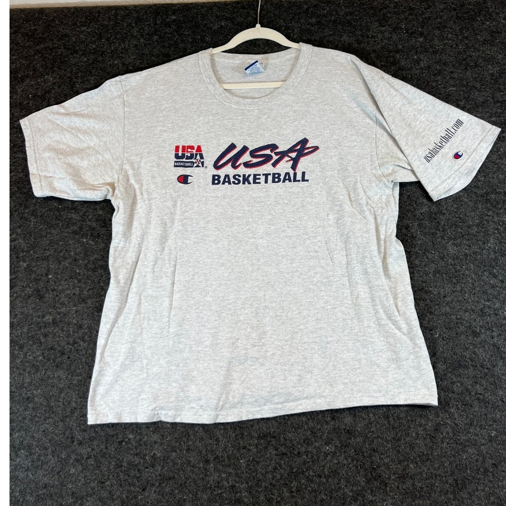 Vintage 90s USA Basketball T-Shirt Mens Heather Gray XL Streetwear Champion